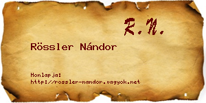 Rössler Nándor névjegykártya